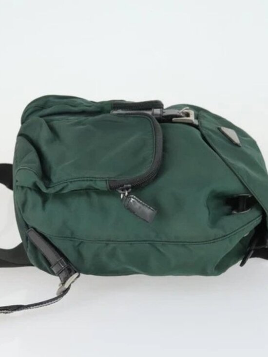 PRADA Backpack Nylon Green Silver Auth 166306 main image 14